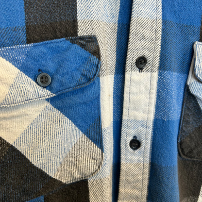 90's ~ GREATLAND チェック フランネルシャツ ブラック ブルー ホワイト (M)/C0281SH-SO