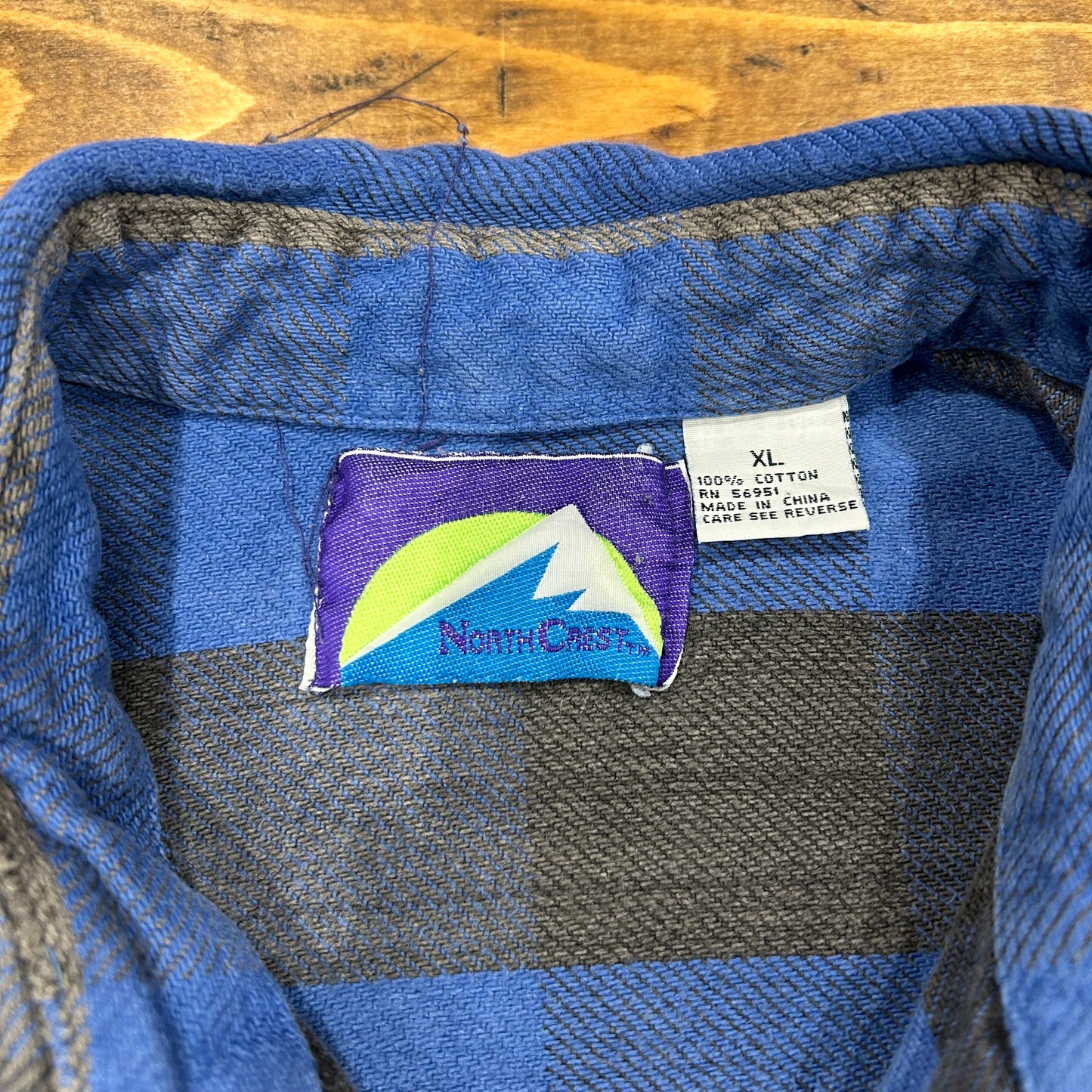 90's ~ NORTH CREST flannel shirt ノースクレスト ネルシャツ ブルー グレー (XL)/A8819SH-SO