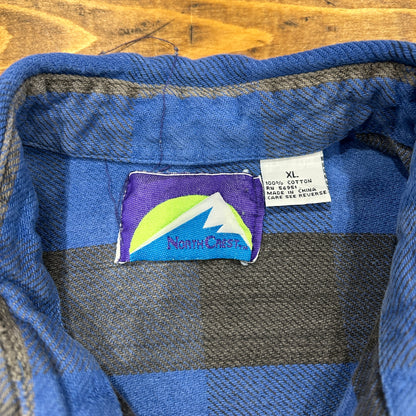 90's ~ NORTH CREST flannel shirt ノースクレスト ネルシャツ ブルー グレー (XL)/A8819SH-SO