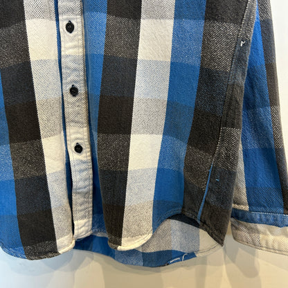 90's ~ GREATLAND チェック フランネルシャツ ブラック ブルー ホワイト (M)/C0281SH-SO