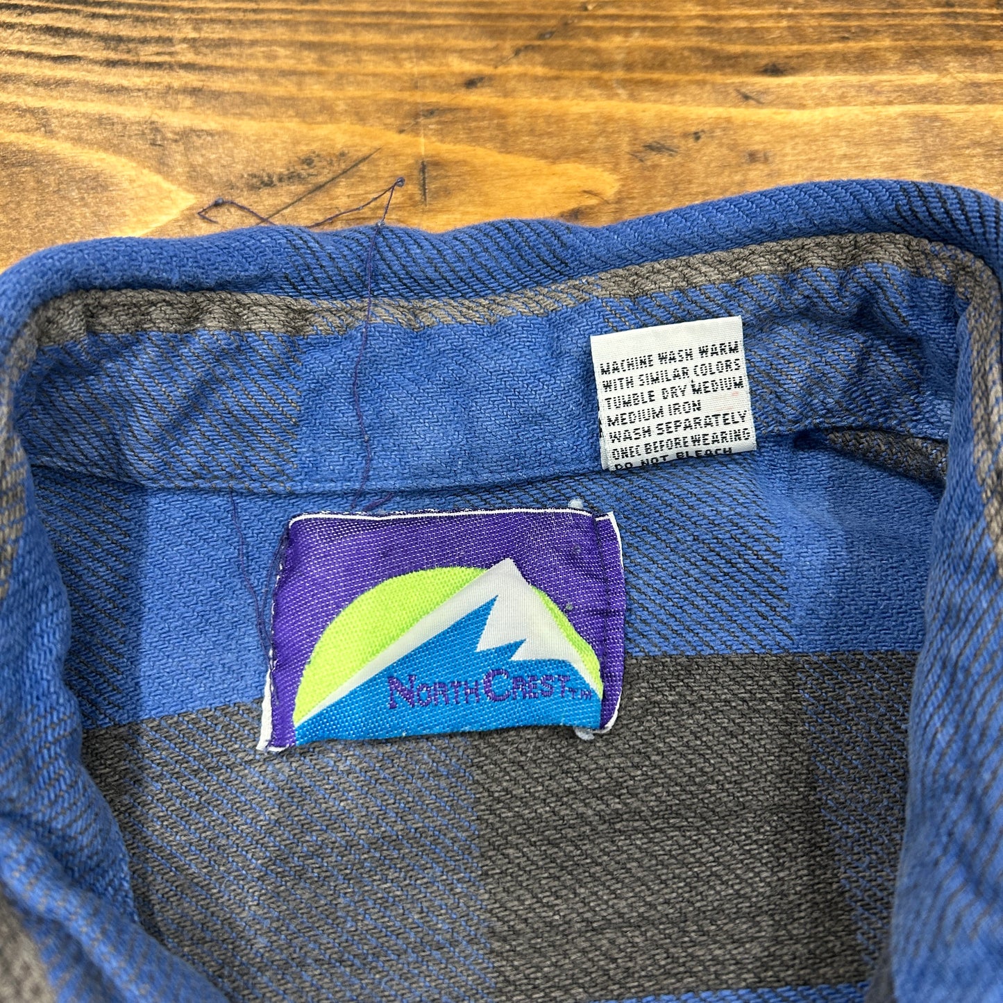 90's ~ NORTH CREST flannel shirt ノースクレスト ネルシャツ ブルー グレー (XL)/A8819SH-SO