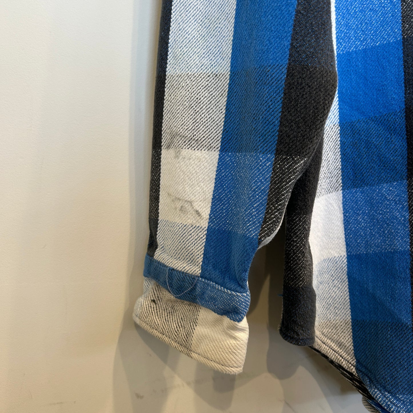 90's ~ GREATLAND チェック フランネルシャツ ブラック ブルー ホワイト (M)/C0281SH-SO