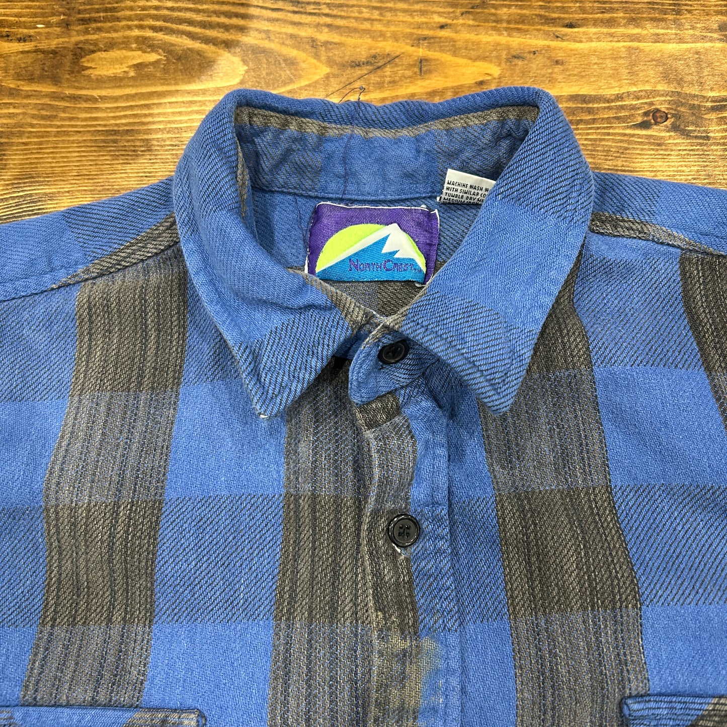 90's ~ NORTH CREST flannel shirt ノースクレスト ネルシャツ ブルー グレー (XL)/A8819SH-SO