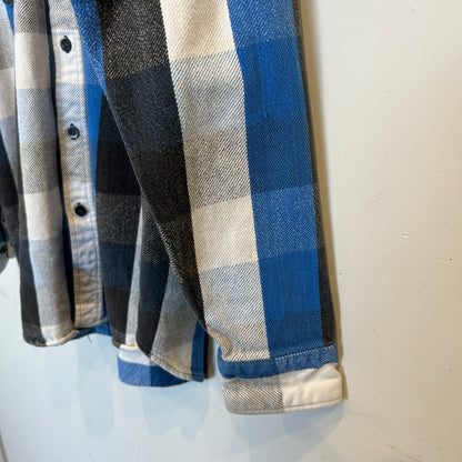 90's ~ GREATLAND チェック フランネルシャツ ブラック ブルー ホワイト (M)/C0281SH-SO