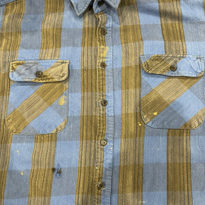 90's ~ NORTH CREST flannel shirt ノースクレスト ネルシャツ ブルー グレー (XL)/A8819SH-SO