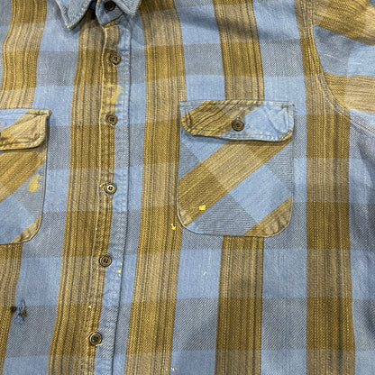 90's ~ NORTH CREST flannel shirt ノースクレスト ネルシャツ ブルー グレー (XL)/A8819SH-SO