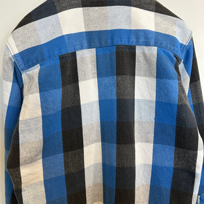 90's ~ GREATLAND チェック フランネルシャツ ブラック ブルー ホワイト (M)/C0281SH-SO