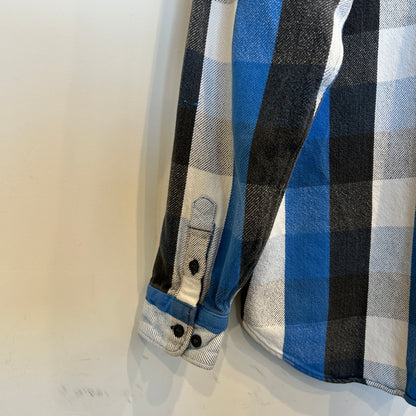 90's ~ GREATLAND チェック フランネルシャツ ブラック ブルー ホワイト (M)/C0281SH-SO