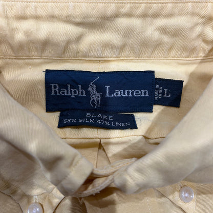 00's Ralph Lauren ラルフローレン BLAKE シルク/リネン シャツ 黄色(L)/B1534SH-SO
