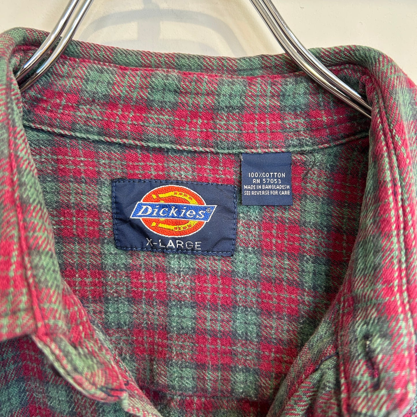 90's Dickies チェック フランネルシャツ レッド グリーン (XL)/C0247SH-SO