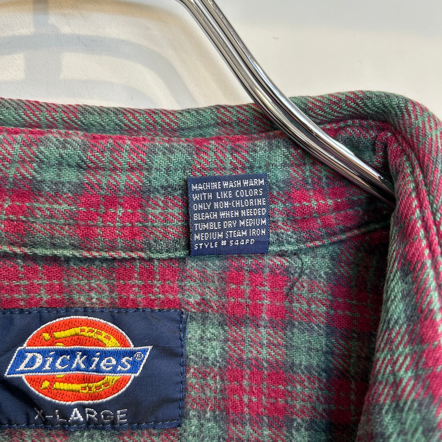 90's Dickies チェック フランネルシャツ レッド グリーン (XL)/C0247SH-SO