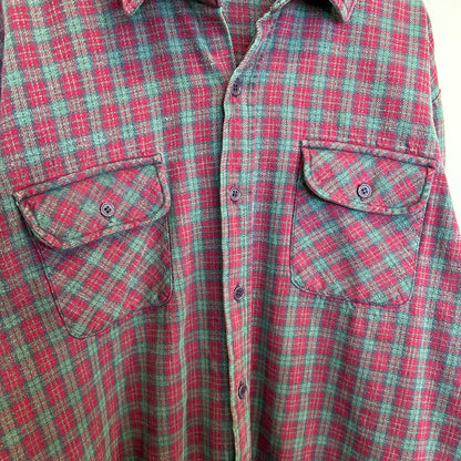 90's Dickies チェック フランネルシャツ レッド グリーン (XL)/C0247SH-SO