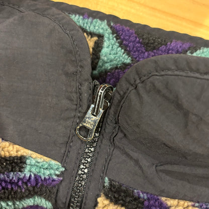 90's Columbia フリース フルジップ ネイティブ 黒青紫ベージュ (L)/B3039F-SO