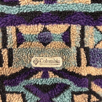 90's Columbia フリース フルジップ ネイティブ 黒青紫ベージュ (L)/B3039F-SO
