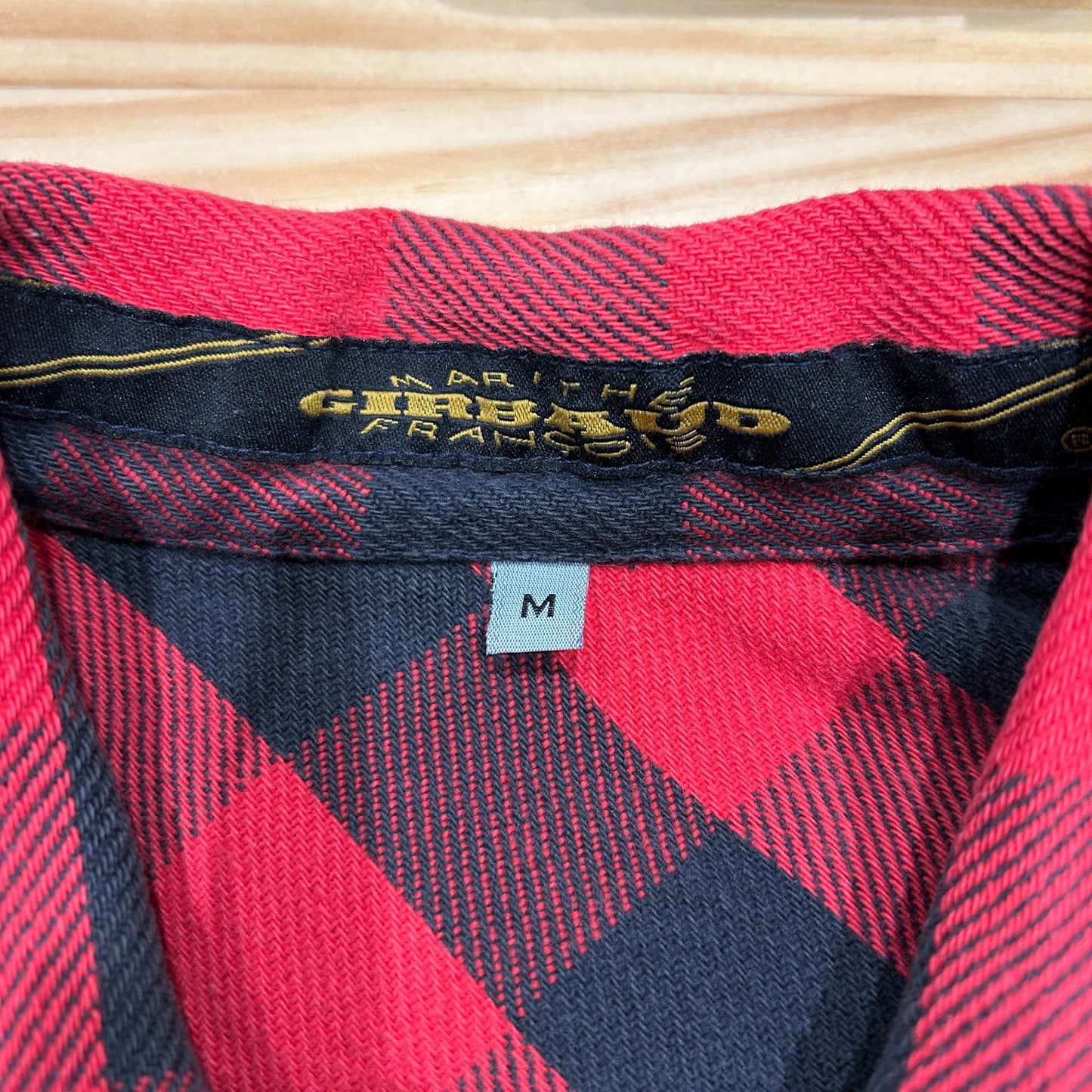 90's ~ marithe francois girbaud マリテフランソワジルボー ジップ ネルシャツ 赤黒 (M)/A8942SH-SO