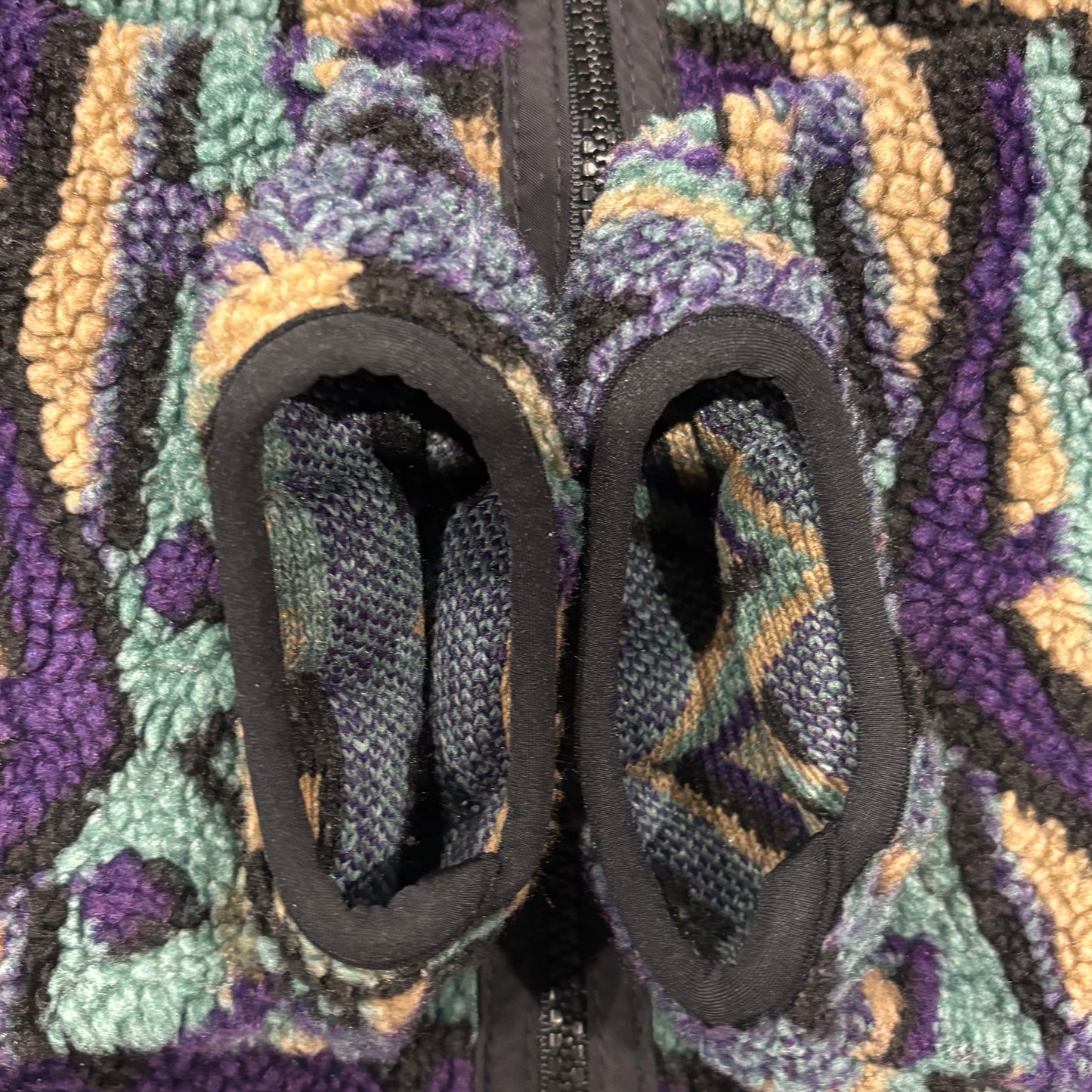 90's Columbia フリース フルジップ ネイティブ 黒青紫ベージュ (L)/B3039F-SO