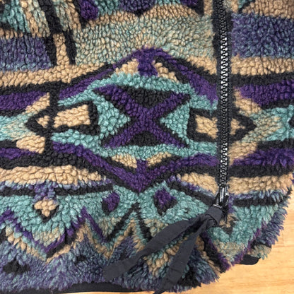 90's Columbia フリース フルジップ ネイティブ 黒青紫ベージュ (L)/B3039F-SO