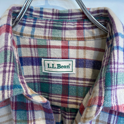 80's ~ L.L.Bean チェック フランネルシャツ ベージュ レッド パープル グリーン (不明)/C0263SH-SO