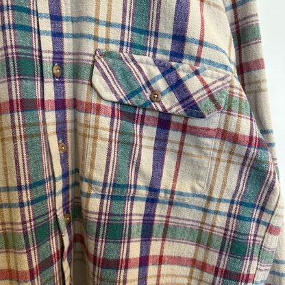80's ~ L.L.Bean チェック フランネルシャツ ベージュ レッド パープル グリーン (不明)/C0263SH-SO
