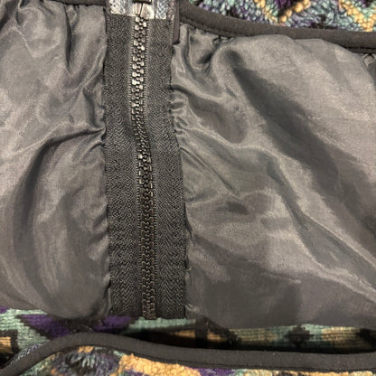 90's Columbia フリース フルジップ ネイティブ 黒青紫ベージュ (L)/B3039F-SO