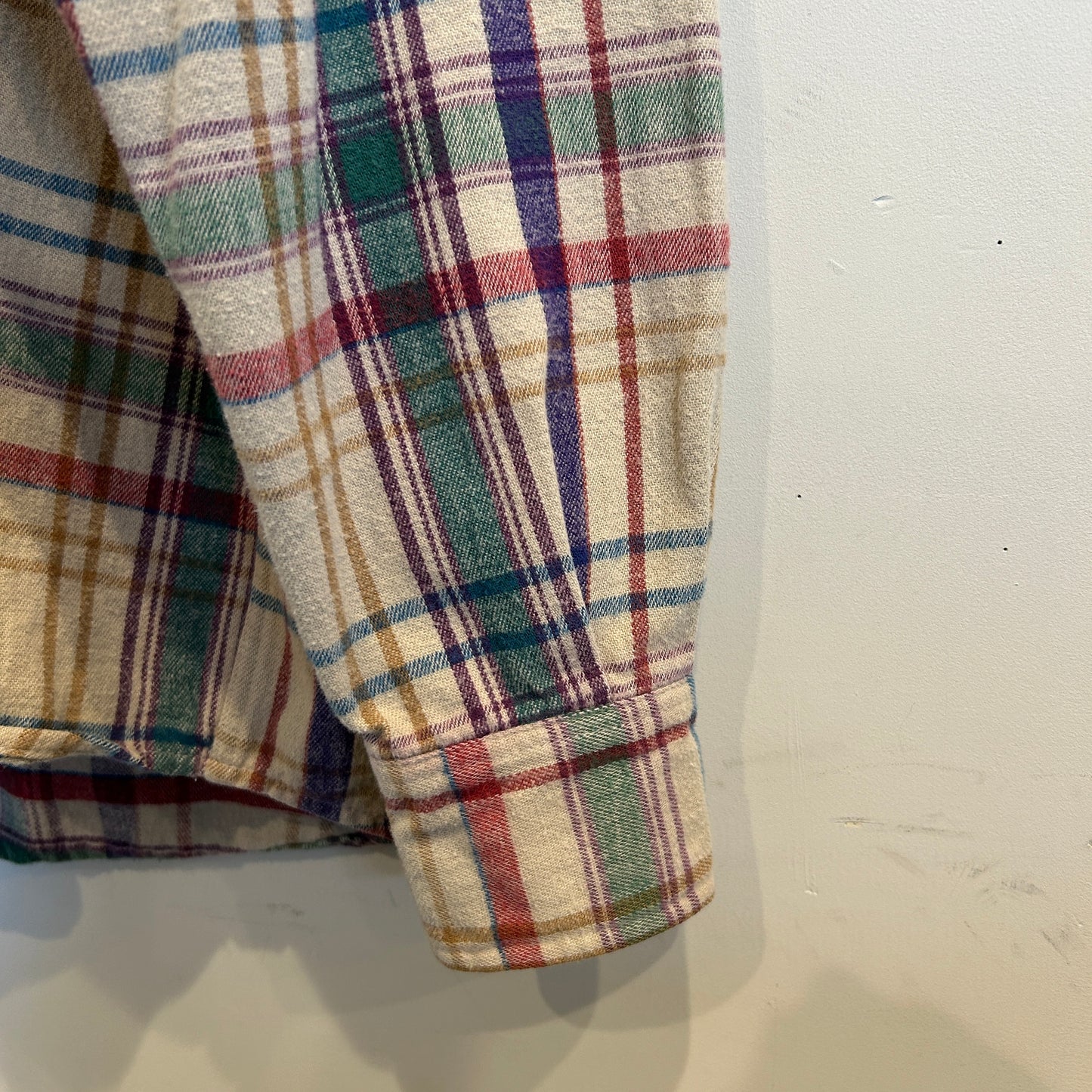 80's ~ L.L.Bean チェック フランネルシャツ ベージュ レッド パープル グリーン (不明)/C0263SH-SO