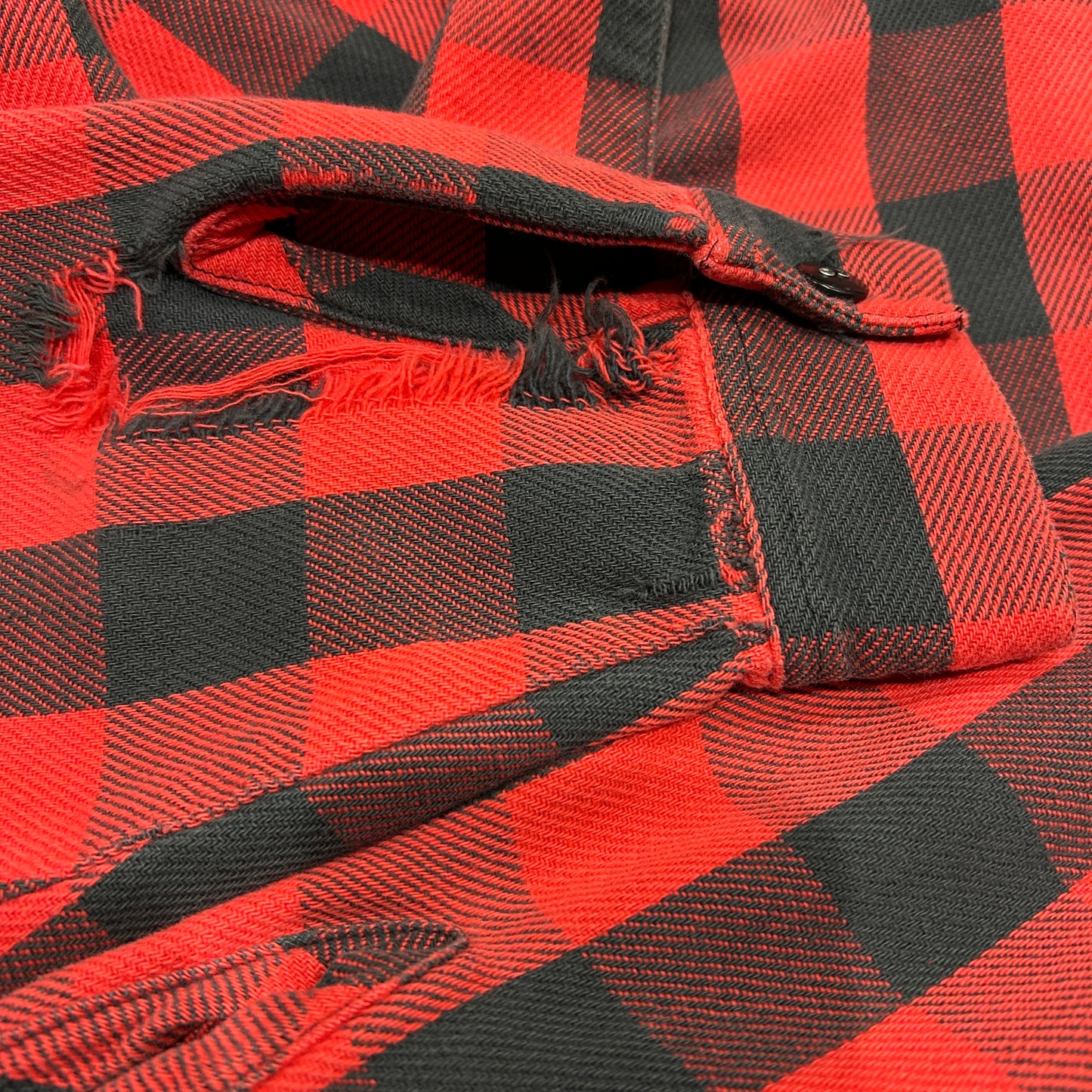 90's ~ marithe francois girbaud マリテフランソワジルボー ジップ ネルシャツ 赤黒 (M)/A8942SH-SO