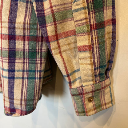 80's ~ L.L.Bean チェック フランネルシャツ ベージュ レッド パープル グリーン (不明)/C0263SH-SO
