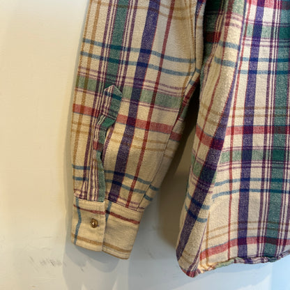 80's ~ L.L.Bean チェック フランネルシャツ ベージュ レッド パープル グリーン (不明)/C0263SH-SO