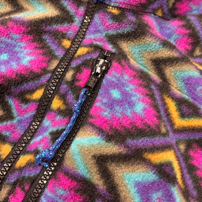 00's REI ハーフジップジャケット フリース ネイティブ 黒紫青桃 (サイズ不明)/AA8897F-SO