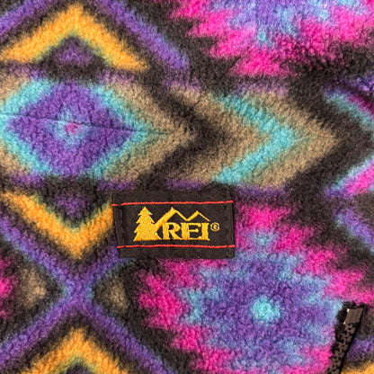 00's REI ハーフジップジャケット フリース ネイティブ 黒紫青桃 (サイズ不明)/AA8897F-SO