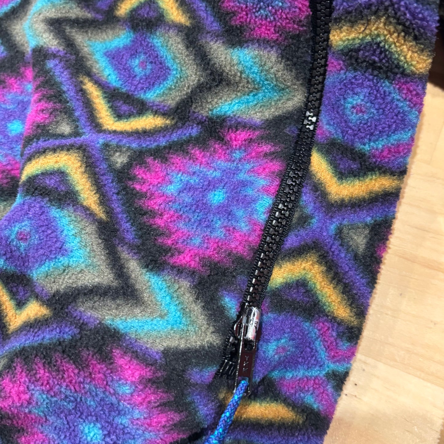 00's REI ハーフジップジャケット フリース ネイティブ 黒紫青桃 (サイズ不明)/AA8897F-SO