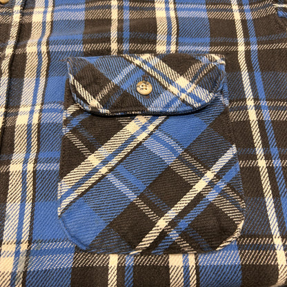 90's ~ FIVE BROTHER flannel shirt ファイブブラザー ネルシャツ ブルー ブラック (T-XL)/A8821SH-SO