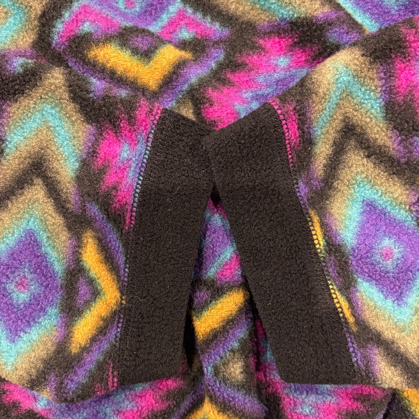 00's REI ハーフジップジャケット フリース ネイティブ 黒紫青桃 (サイズ不明)/AA8897F-SO