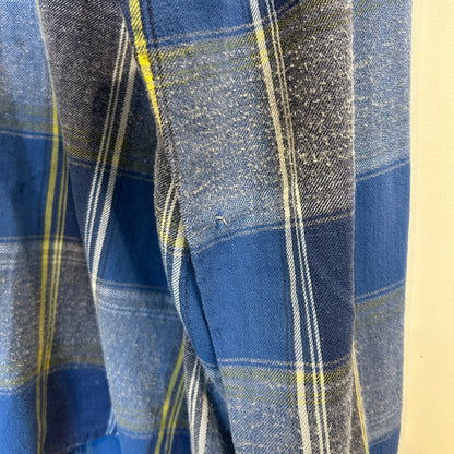 60's ~ BROOKDALE チェック オープンカラー シャツ ブルー イエロー ホワイト (L)/C0236SH-SO