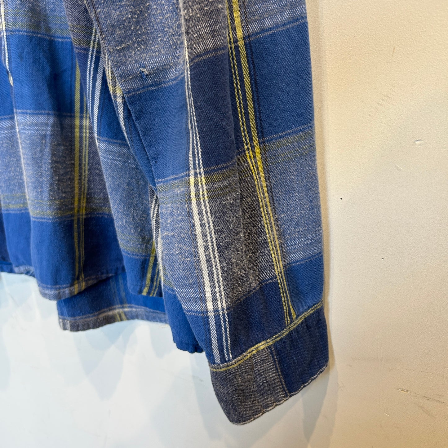 60's ~ BROOKDALE チェック オープンカラー シャツ ブルー イエロー ホワイト (L)/C0236SH-SO