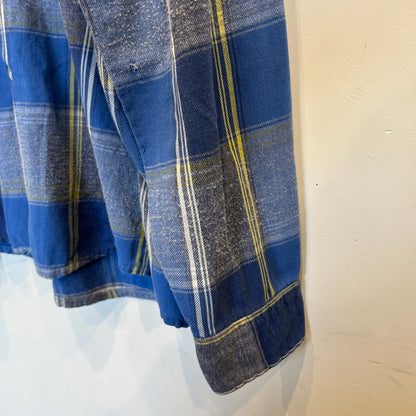 60's ~ BROOKDALE チェック オープンカラー シャツ ブルー イエロー ホワイト (L)/C0236SH-SO