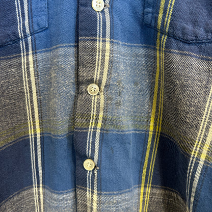 60's ~ BROOKDALE チェック オープンカラー シャツ ブルー イエロー ホワイト (L)/C0236SH-SO