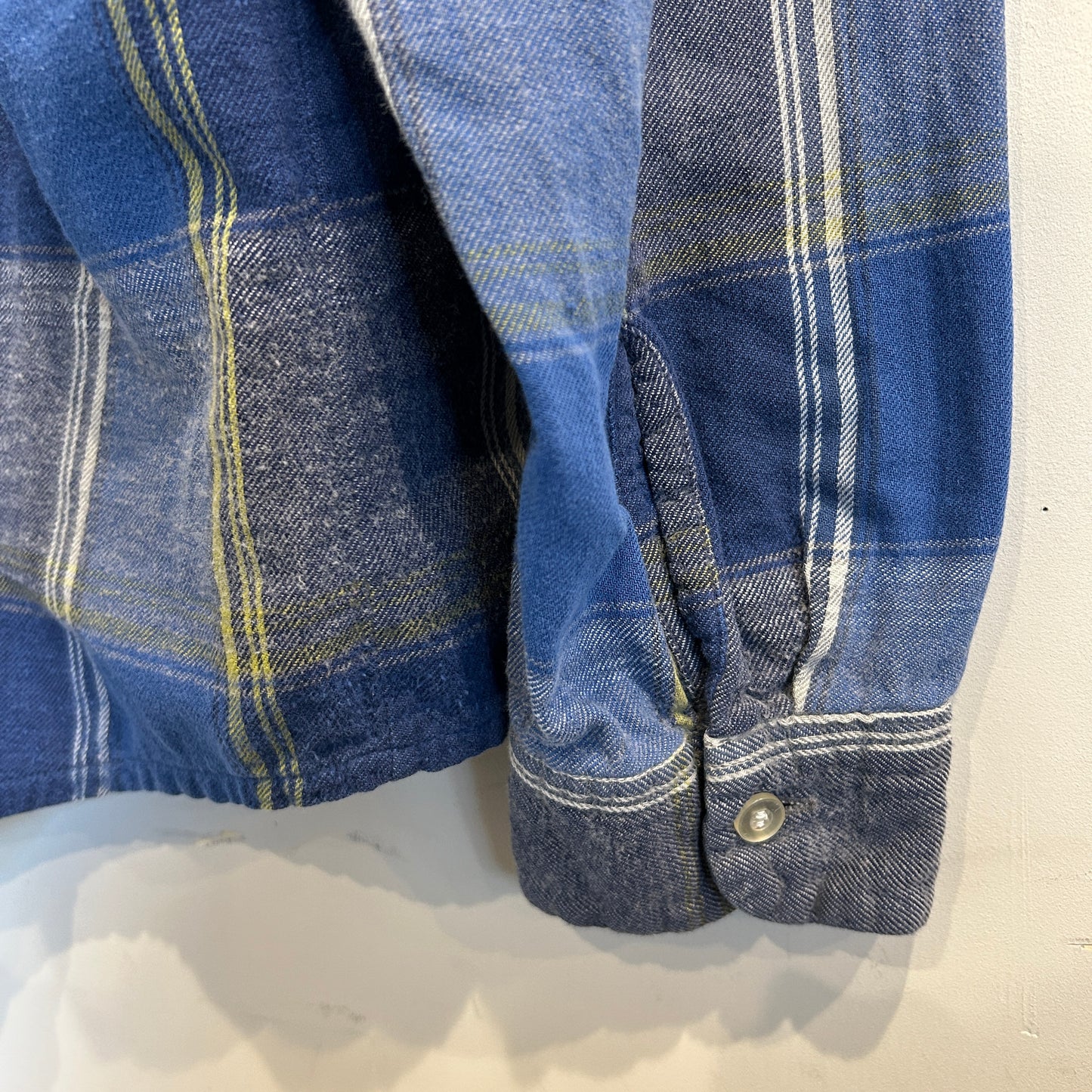 60's ~ BROOKDALE チェック オープンカラー シャツ ブルー イエロー ホワイト (L)/C0236SH-SO