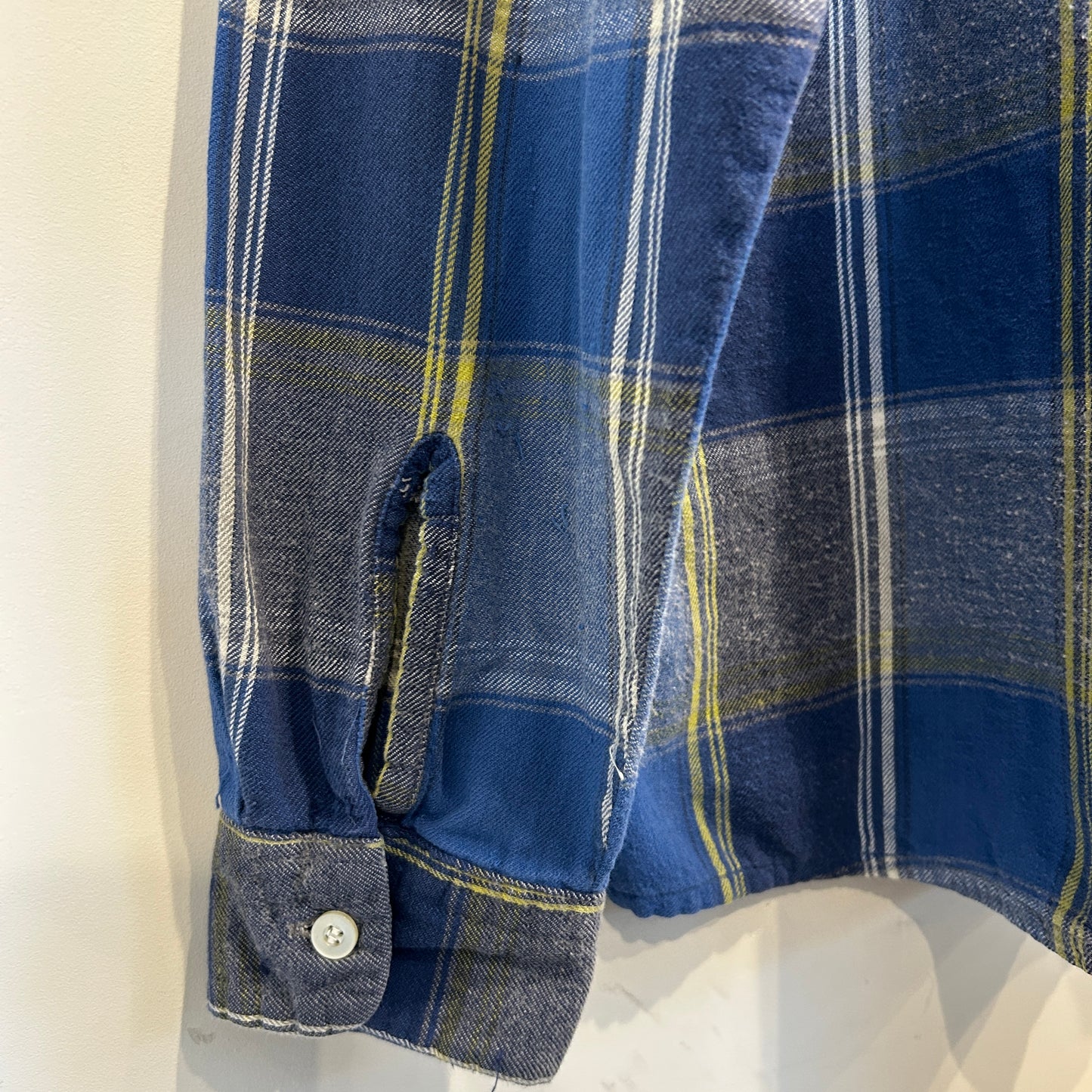 60's ~ BROOKDALE チェック オープンカラー シャツ ブルー イエロー ホワイト (L)/C0236SH-SO