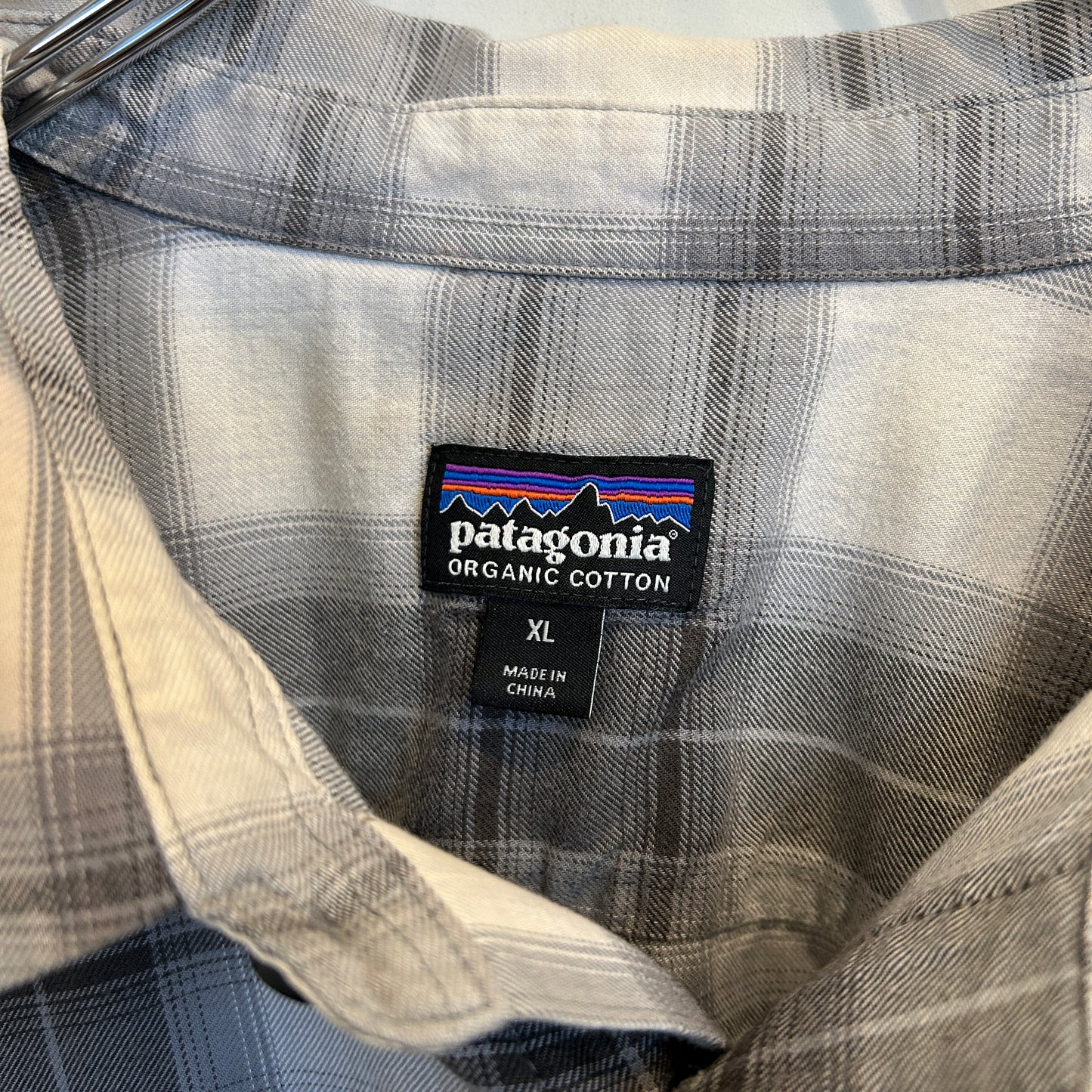00's Patagonia チェック オーガニックコットン シャツ ホワイト グレー  (XL)/C0235SH-SO
