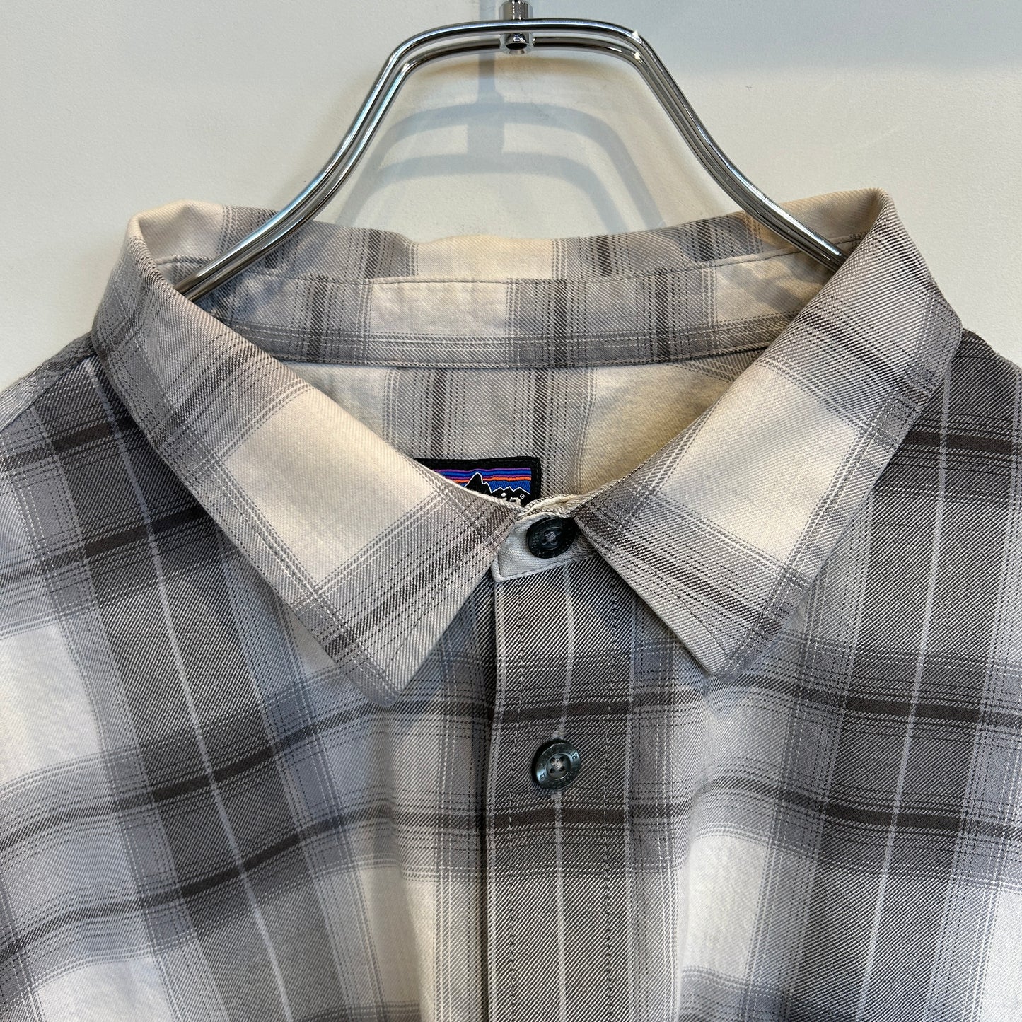 00's Patagonia チェック オーガニックコットン シャツ ホワイト グレー  (XL)/C0235SH-SO