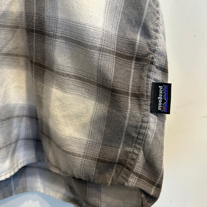 00's Patagonia チェック オーガニックコットン シャツ ホワイト グレー  (XL)/C0235SH-SO