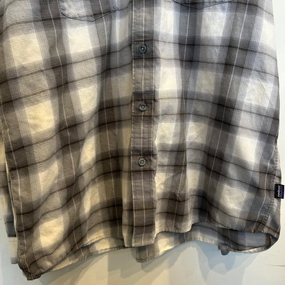 00's Patagonia チェック オーガニックコットン シャツ ホワイト グレー  (XL)/C0235SH-SO