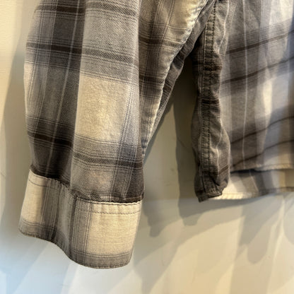 00's Patagonia チェック オーガニックコットン シャツ ホワイト グレー  (XL)/C0235SH-SO