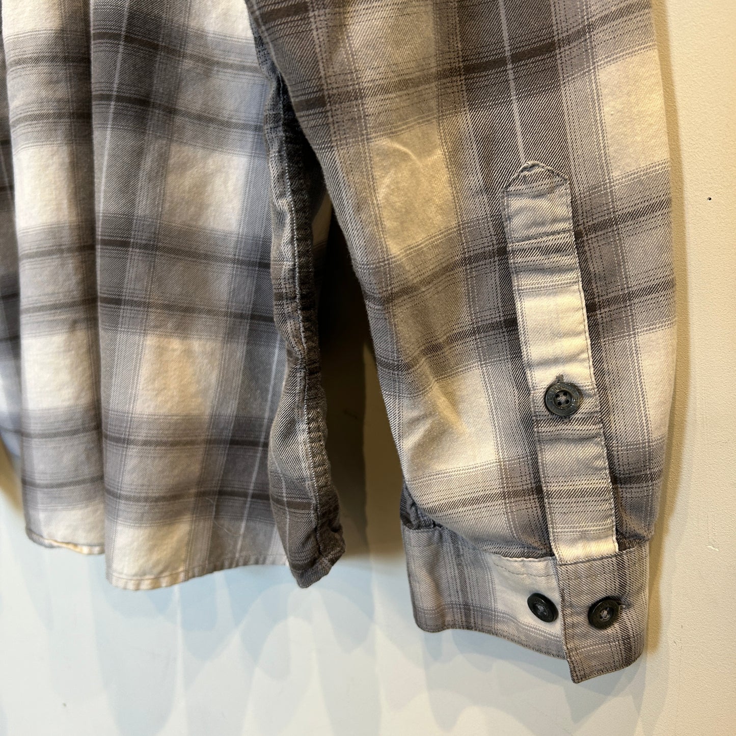 00's Patagonia チェック オーガニックコットン シャツ ホワイト グレー  (XL)/C0235SH-SO