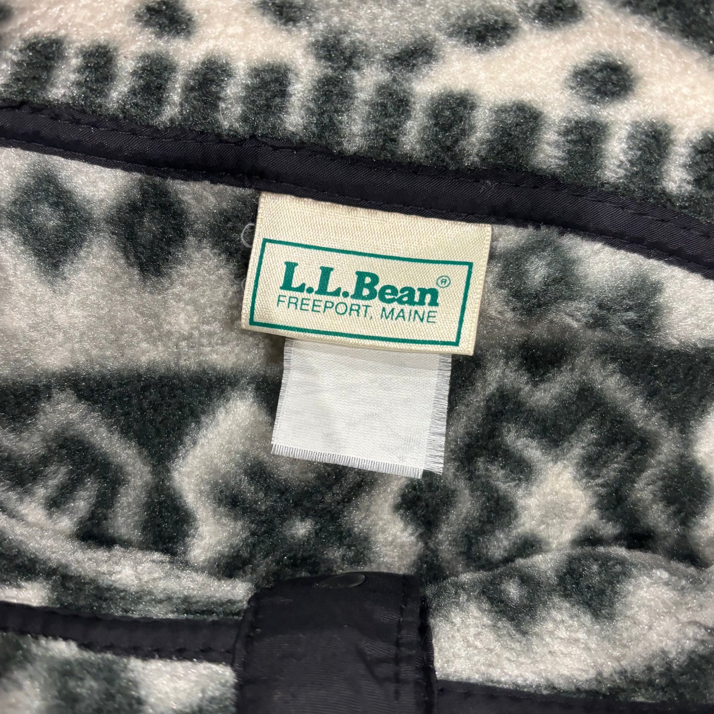 90's L.L.Bean スナップTタイプ "Wind Bloc Series" デザインフリース 黒白灰 (サイズ不明)/A3102F-SO