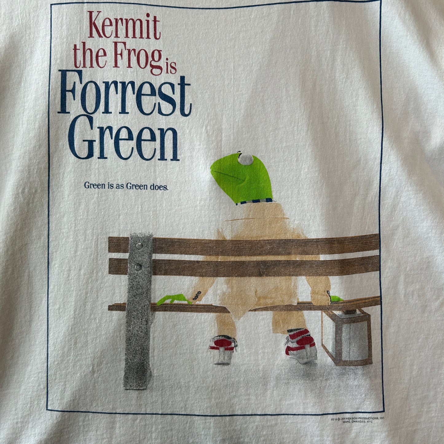 90's Kermit カーミット フォレスト・ガンプ パロディーTシャツ マペット セサミ 白(XL)/C1094T-SO