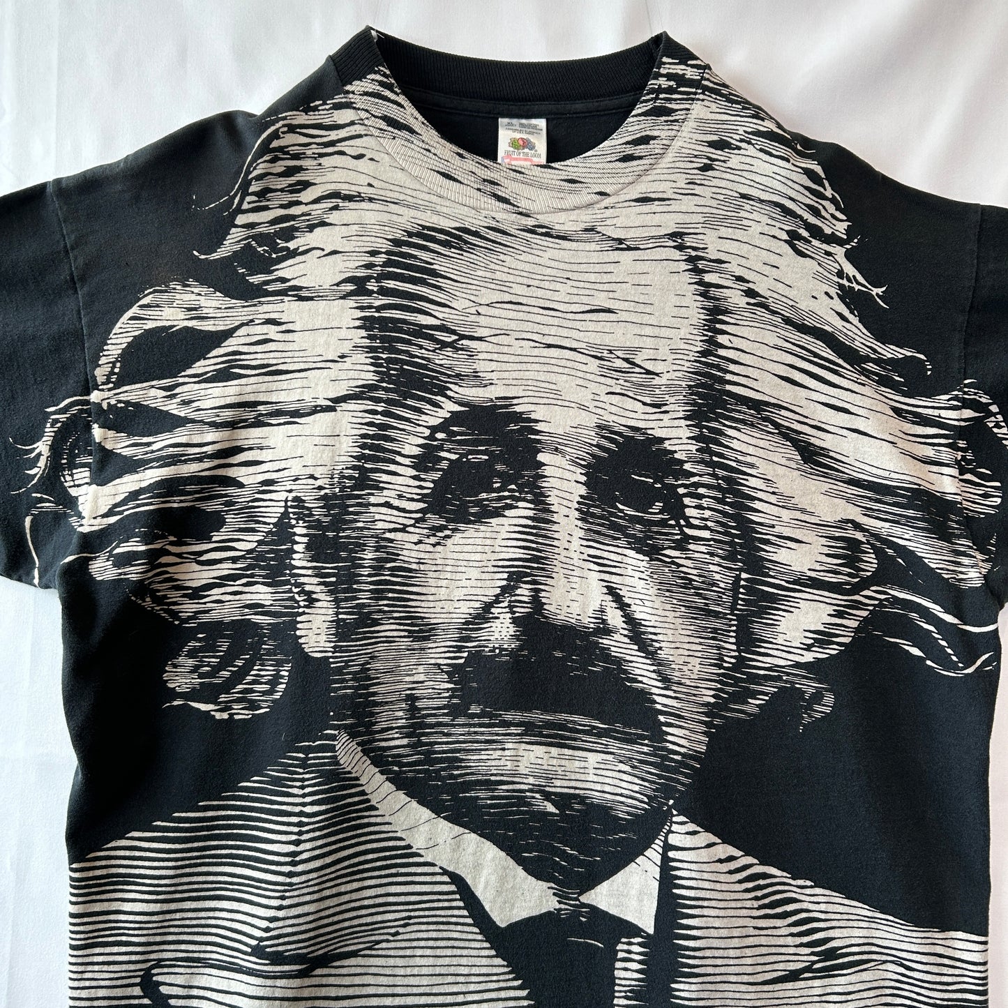 90's Albert Einstein アインシュタイン 肖像画Tシャツ ブラック (XL)/C1221T-SO