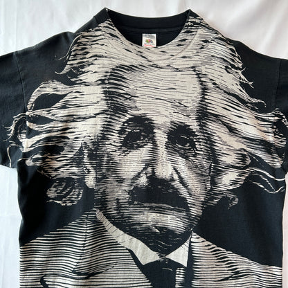 90's Albert Einstein アインシュタイン 肖像画Tシャツ ブラック (XL)/C1221T-SO