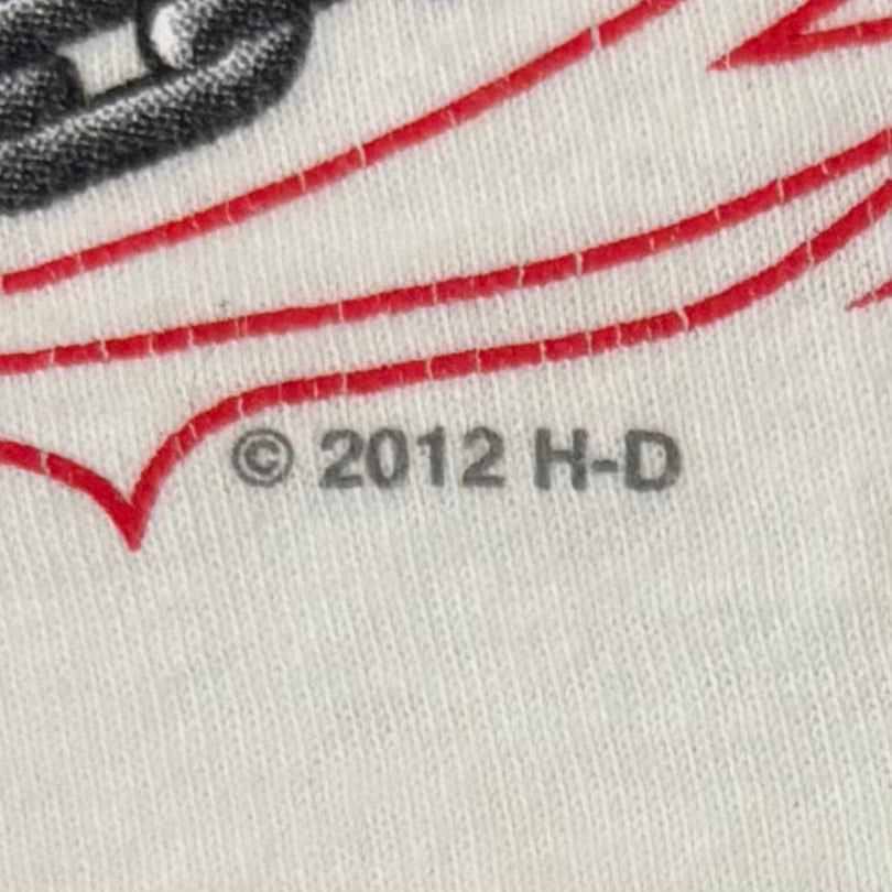 00's  HAREY-DAVIDSON 袖プリント ロンT 白 (M) /B3244T-SO